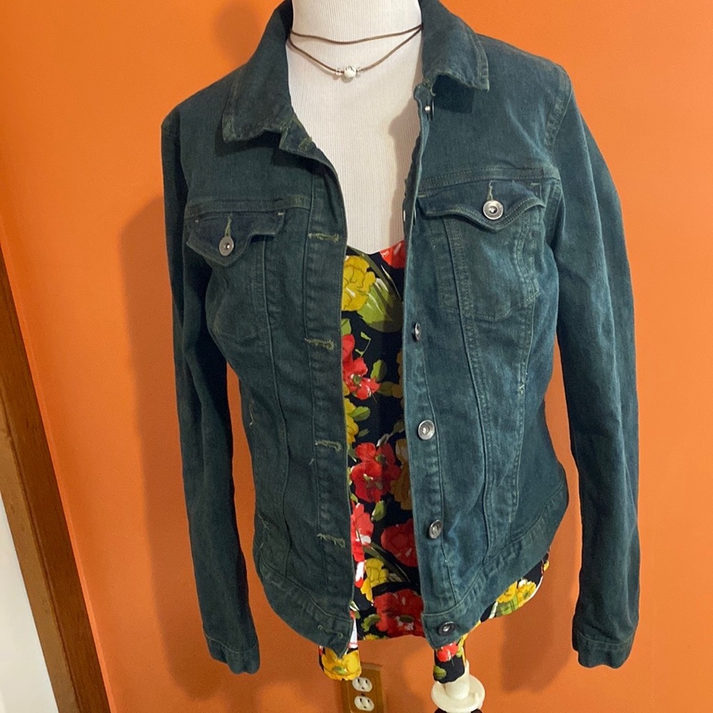 CALVIN KLEIN Denim Trucker Jean Jacket ~ Dark Wash Denim ~ Metal Buttons ~ L